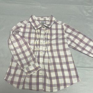 Zara Purple and White Button Down Shirt Casual Cotton Blend
